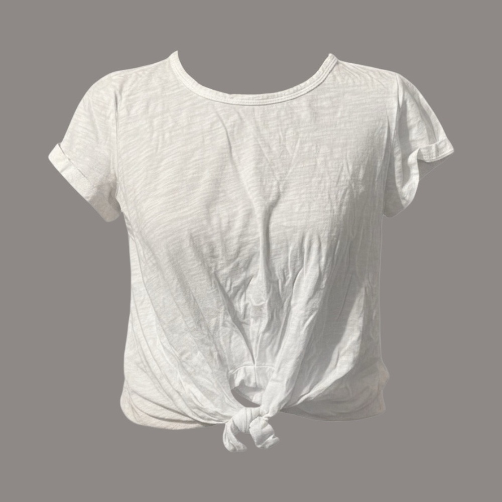 White Tie Front Top